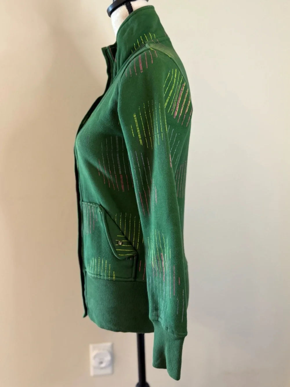 Nomis green & pink boho button up sweatshirt SZ SM - Picture 3 of 14